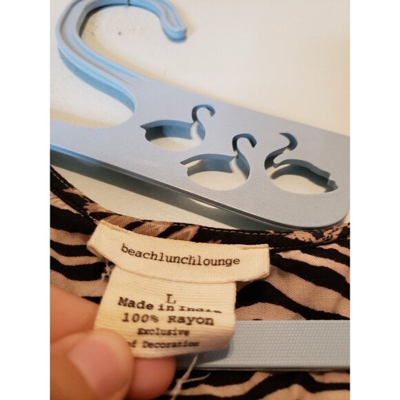 Beach Lunch Lounge Womens L Kayla Dress Animal Print V Neck Tassel Rayon Brown - Picture 5 of 5